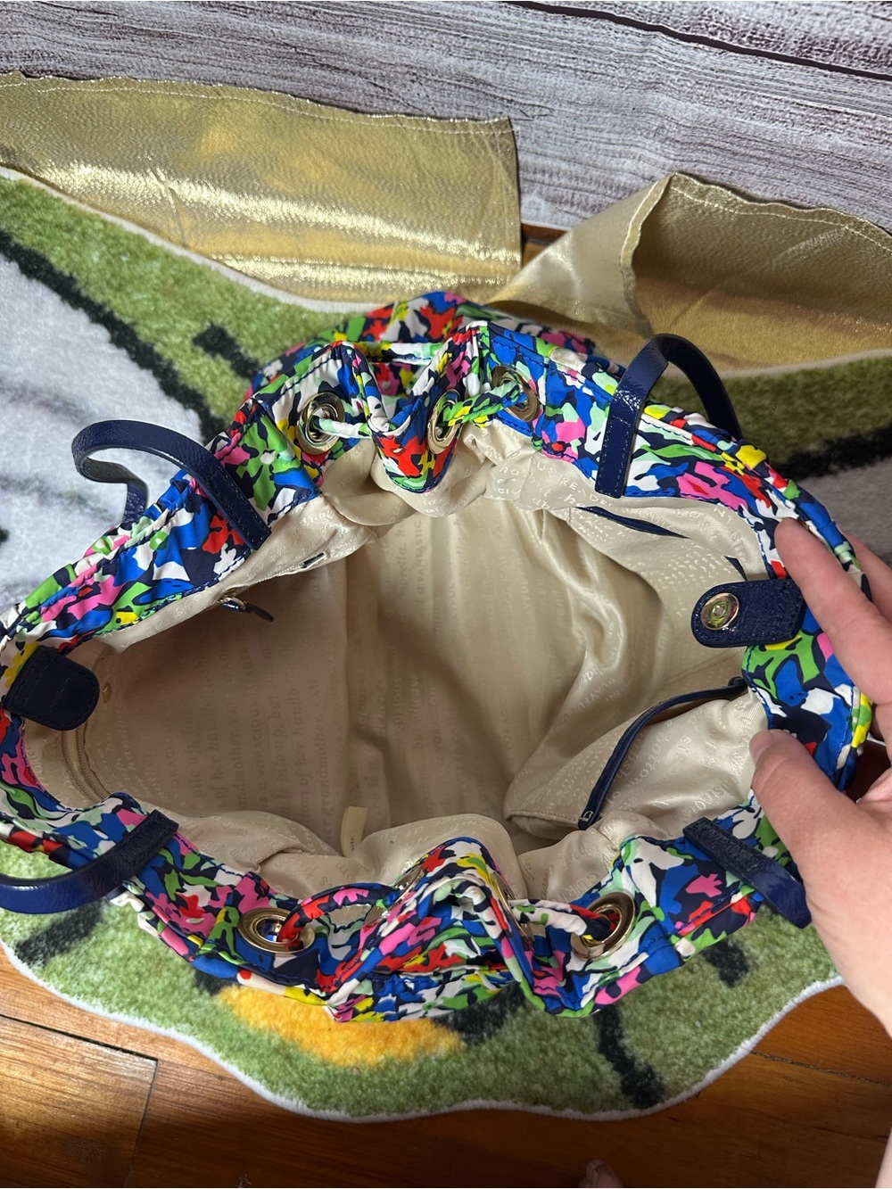 Kate Spade New York Nylon Navy Floral Full Bloom Drawstring Tote
Handbag purse - Picture 10 of 16